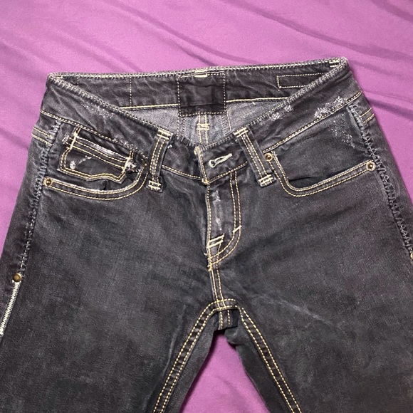 Y2k / 2000s low waisted jeans with gold sowing back pocket - Picture 2 of 4